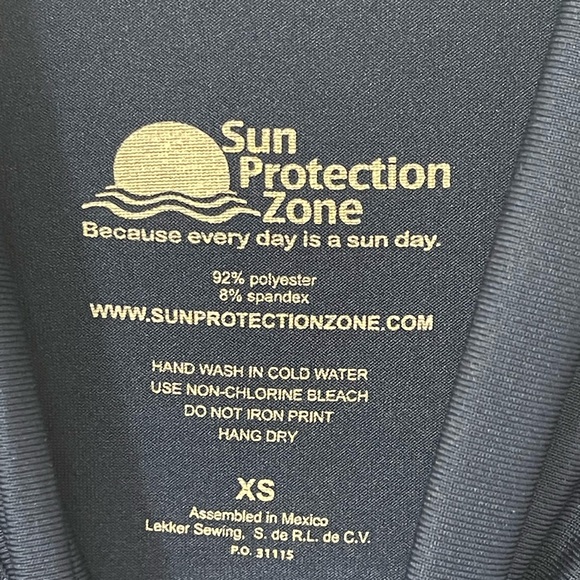 Sun Protection Zone Unisex XS Blue Long Sleeve Rash Guard UPF 50+ - Picture 2 of 7